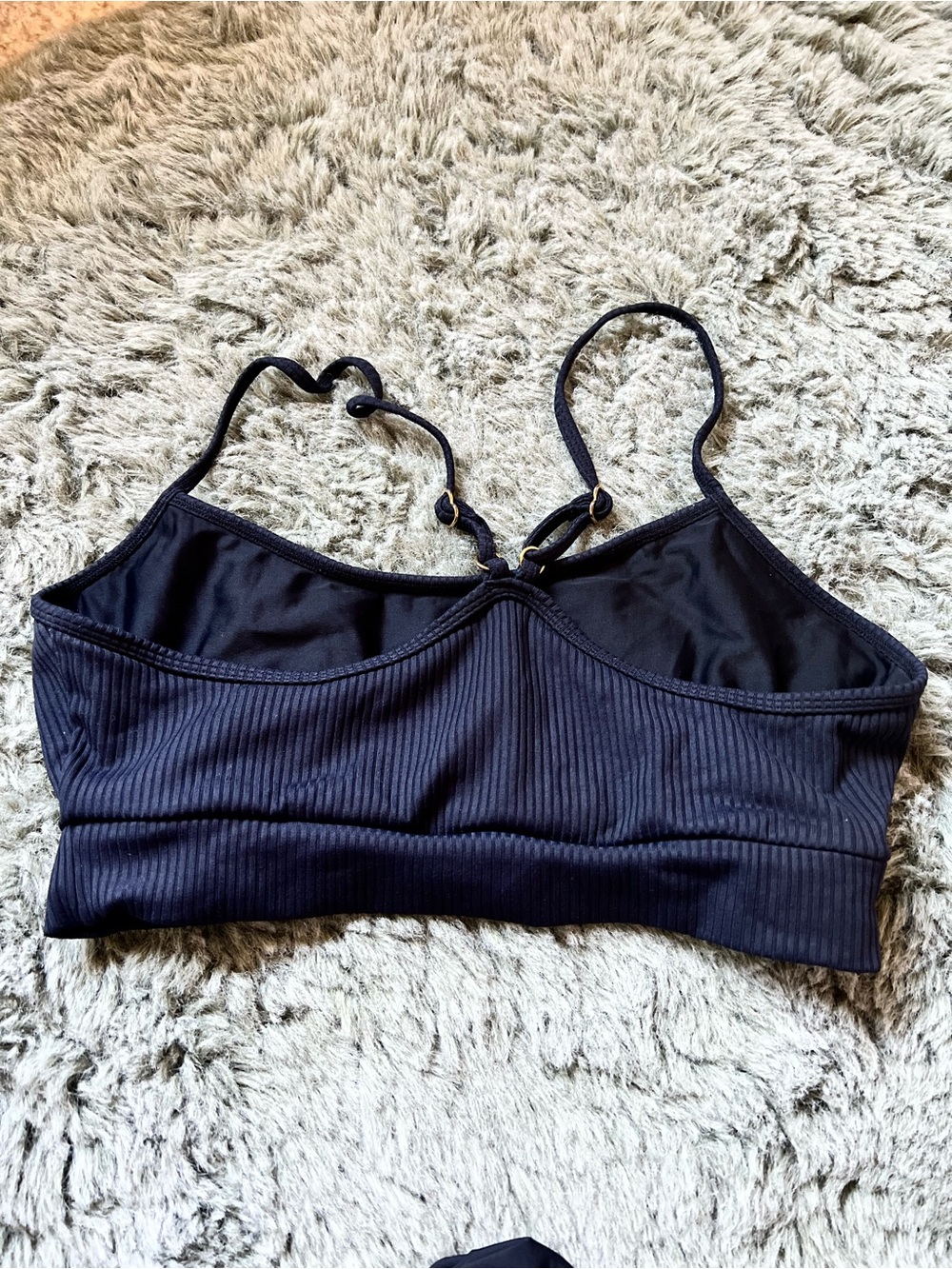Montce Ribbed Bikini Top Racerback Large Black - Picture 2 of 3